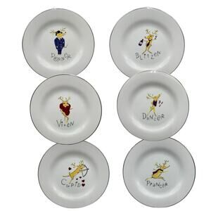 Pottery Barn Reindeer Christmas Dessert Cheese Plate Japan 8.5" EUC Choose One